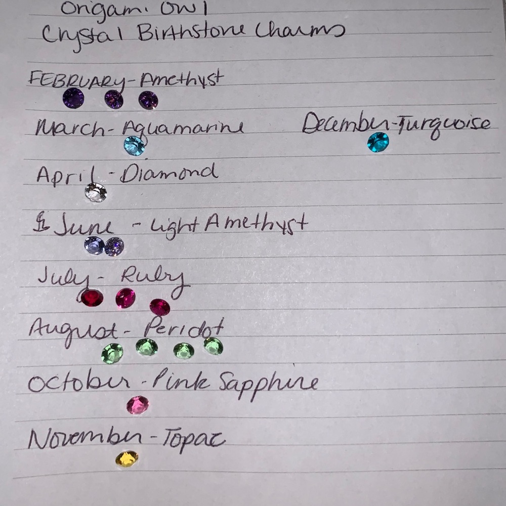 Origami Owl crystal birthstone charms